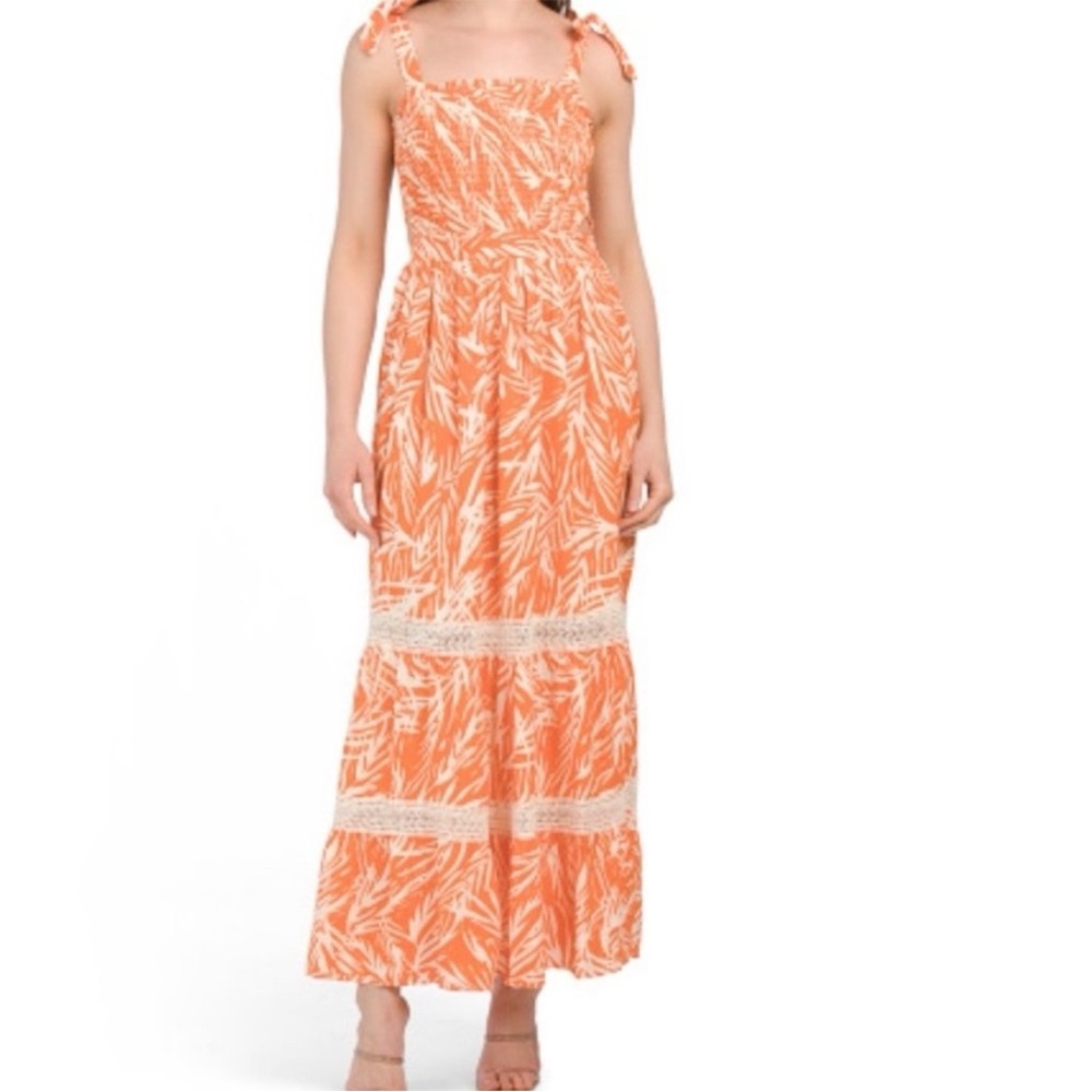 Sincerely Jules Orange and Cream Patterned Dress
